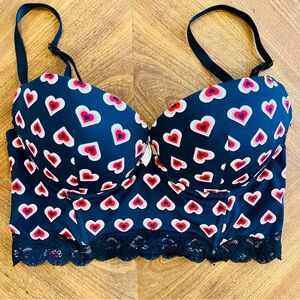 ADORE ME Bra 32C Meissa Balconette Push Up BR-07441-BAL Hearts Pattern